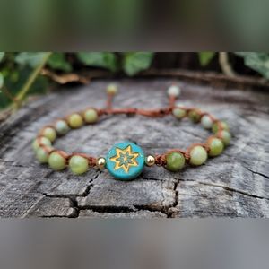 Serpentine Gemstone Boho Macrame Bracelet
